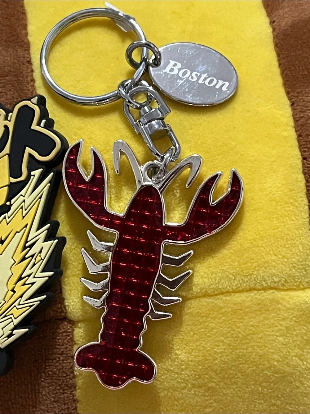 Pokemon Pikachu Yellow Keychain with Red Lobster Charm
